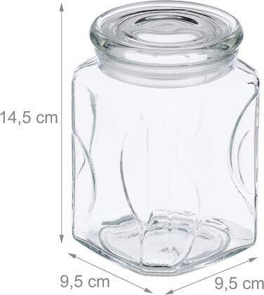 Relaxdays Vorratsgläser, 6er Set, 750 ml, luftdichte Glasbehälter