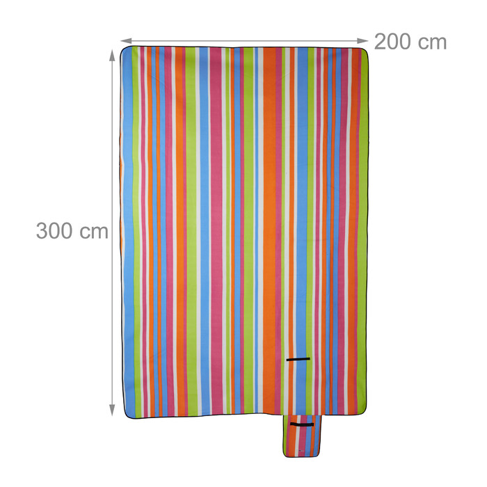 Relaxdays XXL Picknickdecke 200x300 cm gestreift