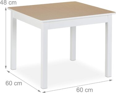 Relaxdays Kindertisch mit 2 Stühlen, 3-teiliges Set, robuste Kindermöbel, MDF, weiß/Natur, 48x60x60 cm