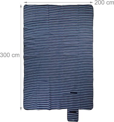 Relaxdays XXL Picknickdecke, 200x300 cm, isoliert, wasserdicht, gestreifte Fleece Stranddecke, weich, Tragegriff, bunt