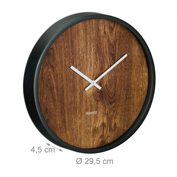 Relaxdays Moderne Wanduhr in Holzoptik