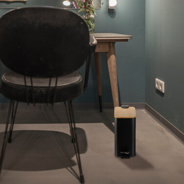Relaxdays Bad Mülleimer 5 l mit Bambusdeckel