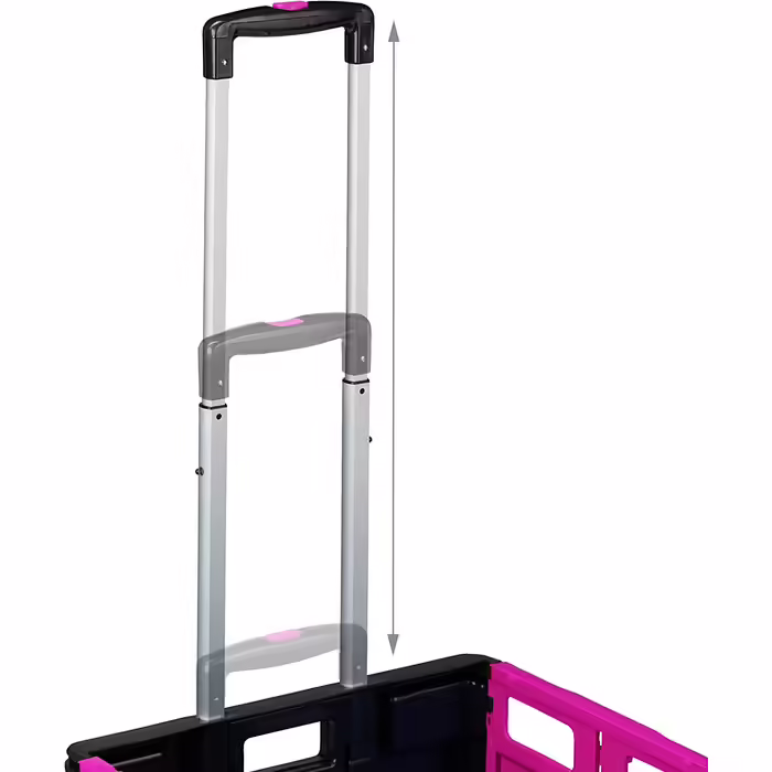 Relaxdays Einkaufstrolley klappbar, Teleskop-Griff, 2 Gummi Rollen, bis 35 kg, Shopping Trolley, Aluminium, ABS, pink