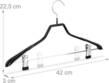 Relaxdays Klammerbügel, 10er Set, gummiert, rutschfest, platzsparend, 42 cm, schwarz