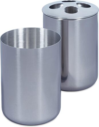 Relaxdays 5-tlg. Badezimmer Set, Edelstahl poliert, moderne Badaccessoires, Silber