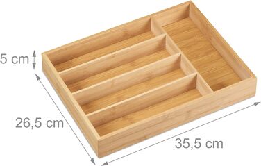 Relaxdays Besteckkasten, Bambus, 5 Fächer, HBT 5x35,5x26,5 cm