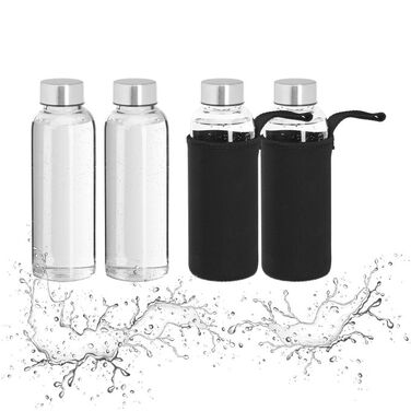 Relaxdays Trinkflasche Glas mit Hülle