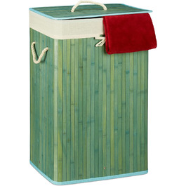 1 x Wäschekorb Bambus, mit Deckel, rechteckig, XL, 83 L, faltbarer Wäschesammler, HxBxT: 65,5 x 43,5 x 33,5 cm, violett