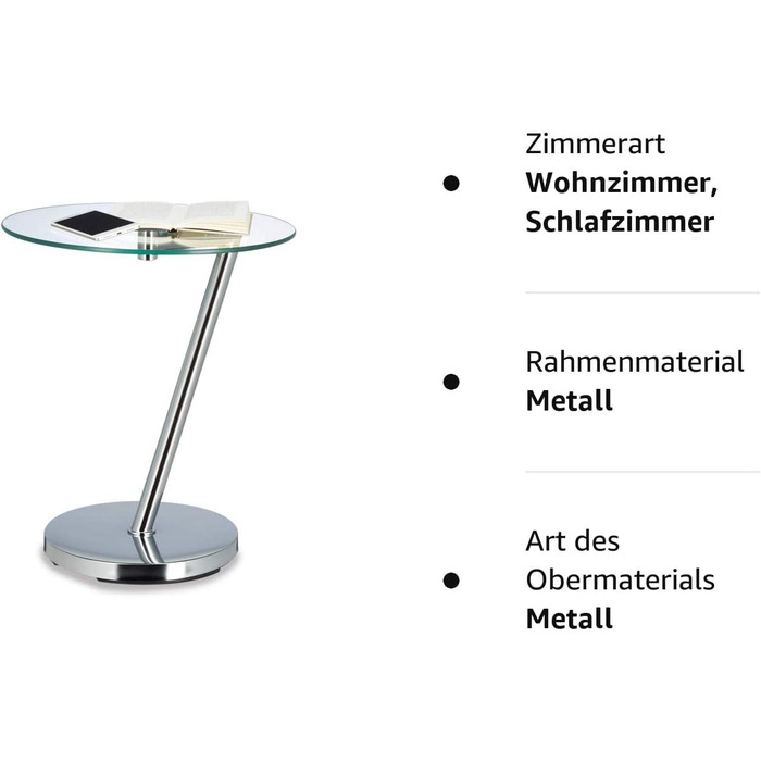 Relaxdays Glas u. Chrom, runder Beistelltisch f. Kaffee Tee, Ablage f. Garten HxBxT: 52 x 45 x 45 cm, silber Kaffeetisch Edge, Metall, 45 x 45 x 52 cm Single