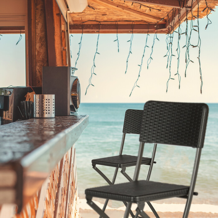 Relaxdays 2er Set Barhocker Rattan