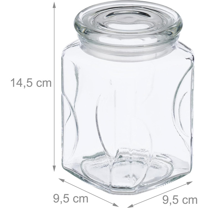 Relaxdays Vorratsgläser, 6er Set, 750 ml, luftdichte Glasbehälter