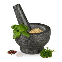 Relaxdays Granit Mörser mit Stößel groß