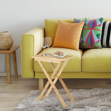 Relaxdays klappbarer Beistelltisch, Bambus, rechteckig, ca. 52x40x31 cm, natur