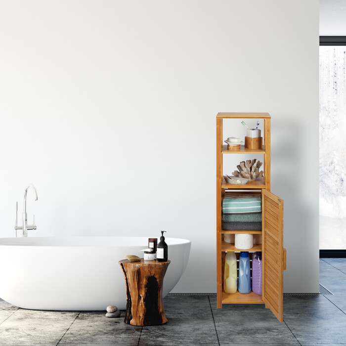 Relaxdays Badregal Bambus 6 Ablagen