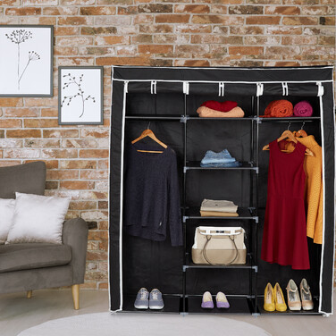 Relaxdays Stoffkleiderschrank XXL mit 9 Böden