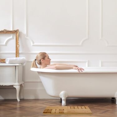 Relaxdays Bambus Badematte, 61x40 cm, rutschfest, für Bad, Dusche, Sauna, Indoor & Outdoor, schwarz