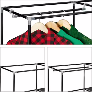 Relaxdays  x Eckkleiderschrank 3. Generation, 8 Ablagen und 2 Kleiderstangen, Stecksystem, mit 2 Türen, HBT: 69x00x83 cm,     Stück (1, Weiß, 3er Pack)