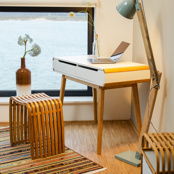 Relaxdays Schreibtisch mit Schubladen in Weiß