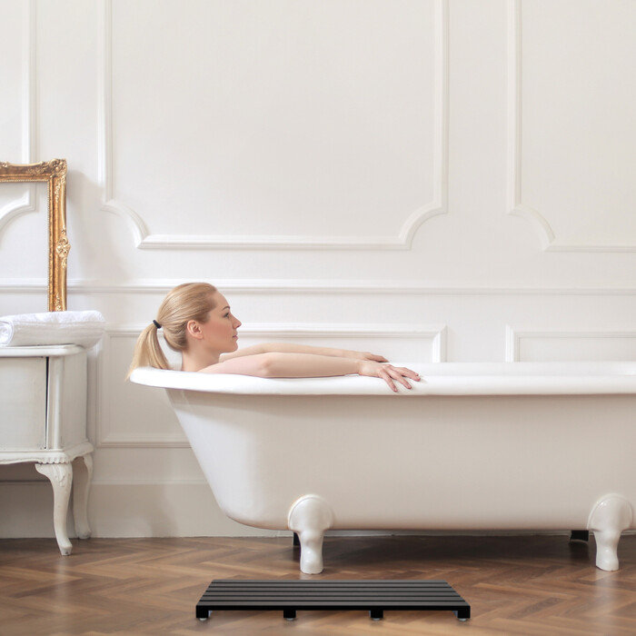 Relaxdays Bambus Badematte schwarz