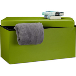 Relaxdays Faltbare Sitzbank 2-Sitzer mit Stauraum, Kunstleder, 300 kg belastbar, grün, 38x76x38 cm