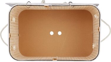 Relaxdays Wäschekorb Bambus, 2 Fächer, 95 l, faltbar, rechteckig, mit Deckel, Weiß