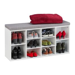 Relaxdays Weiße Schuhbank mit 10 Fächern