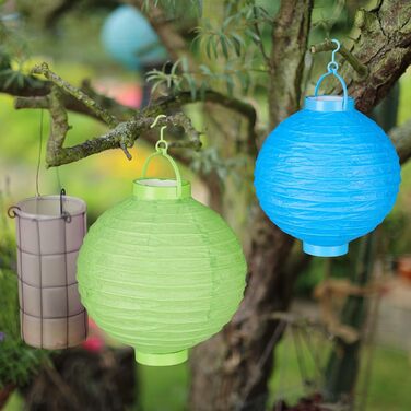Relaxdays LED Lampions, 10 Stk, batteriebetrieben, Ø 20cm, für drinnen & draußen, mehrfarbig