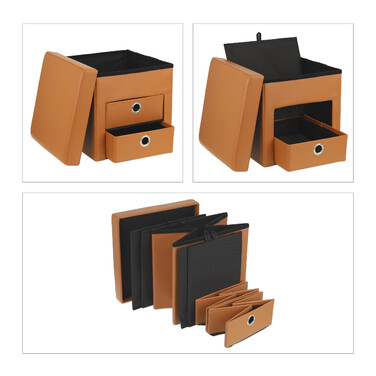 Relaxdays Sitzhocker mit Stauraum 2 Schubladen
