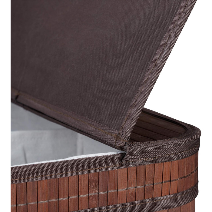 Relaxdays Wäschekorb Bambus, rechteckiger Wäschesortierer, 2 Fächer, klappbar, 95 l, (Braun)