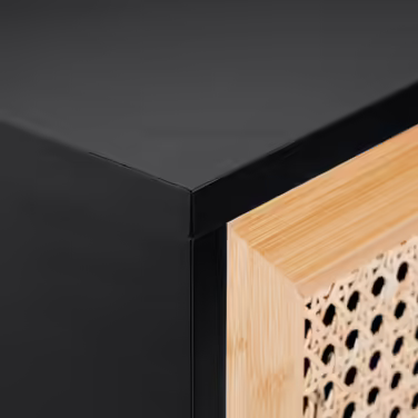 Relaxdays Sideboard mit 2 Rattan-Türen