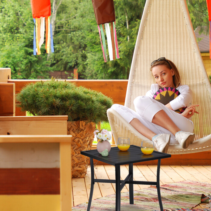 Relaxdays Schwarzer Gartentisch