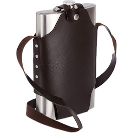 Relaxdays XXL Flachmann aus Edelstahl, hochwertige Taschenflasche zum Umhängen, 1,8l Fassungsvermögen, Partyspaß, Silber, 1 S