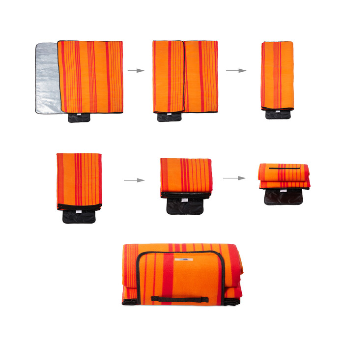 Relaxdays Picknickdecke 200x200cm orange gestreift