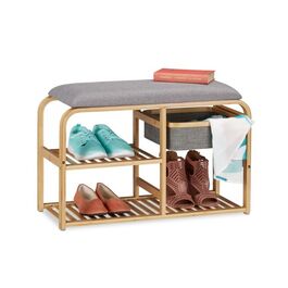 Relaxdays Schuhbank Bambus mit Sitzfläche