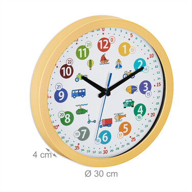 Relaxdays Wanduhr für Kinder Fahrzeuge