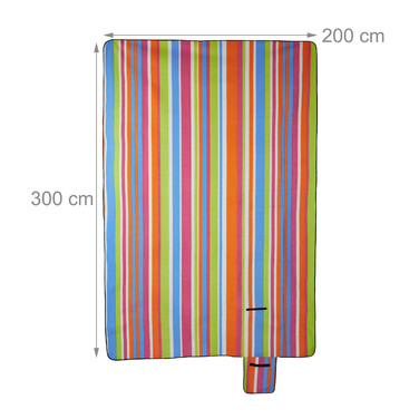 Relaxdays XXL Picknickdecke 200x300 cm gestreift