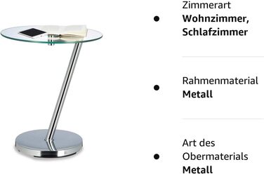 Relaxdays Glas u. Chrom, runder Beistelltisch f. Kaffee Tee, Ablage f. Garten HxBxT: 52 x 45 x 45 cm, silber Kaffeetisch Edge, Metall, 45 x 45 x 52 cm Single