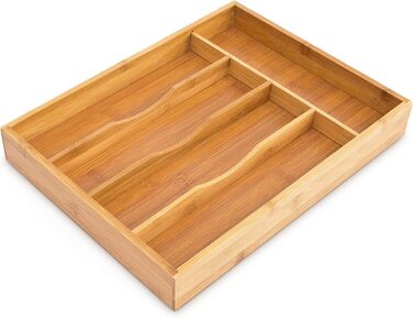 Relaxdays Besteckkasten 4,5x25,5x34cm Bambus 5 Fächer Schubladenorganizer Holz, natur (max. 50 Zeichen)
