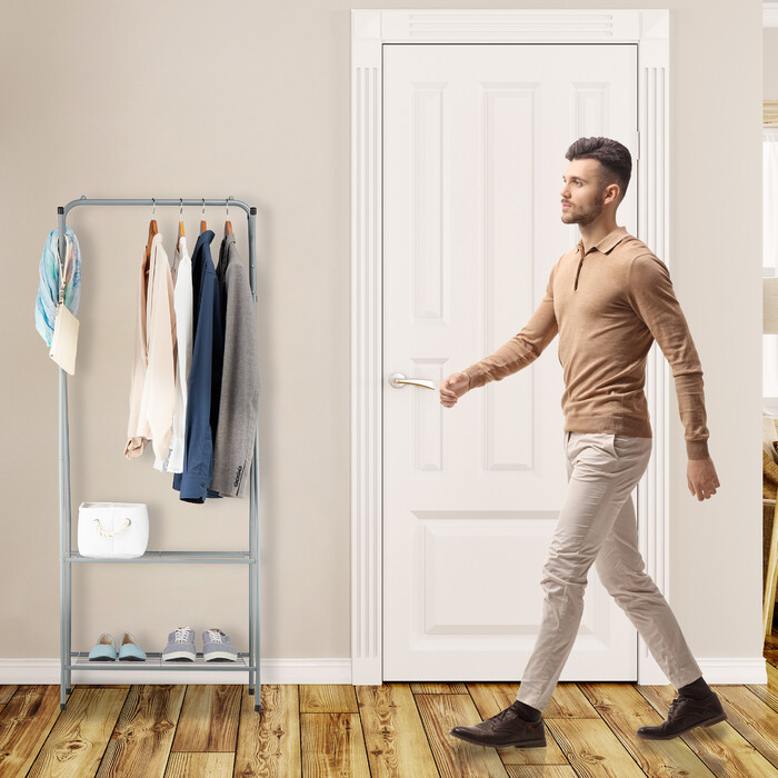 Relaxdays Kleiderständer mit 2 Ablagen