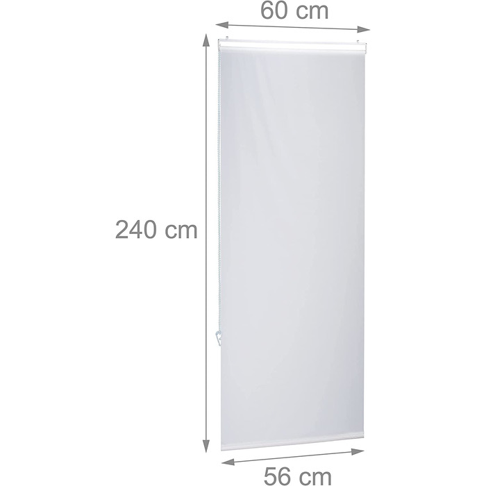 Relaxdays Duschrollo,  Seilzugrollo für Dusche & Badewanne, Decke & Fenster, Badrollo wasserabweisend, weiß, PVC, Aluminium, Kunststoff (60x240 cm)