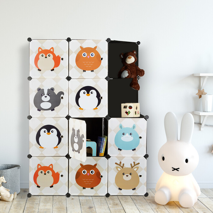 Relaxdays Steckregal Kinderzimmer mit Tiermotiven