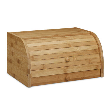 Relaxdays Rollbrotkasten mit Schublade Bambus