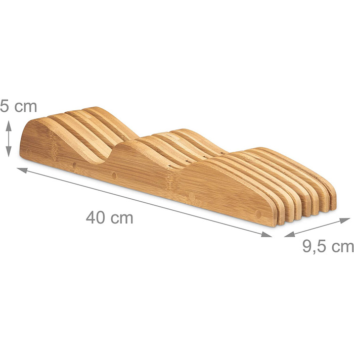 Relaxdays Messerblock Schublade, Bambus, 7 Messer, HxBxT: 5x9,5x40cm
