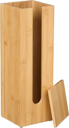 Relaxdays Toilettenpapier Aufbewahrung Bambus, für 4 Rollen, Toilettenpapierbehälter stehend, HBT 42x13,5x13,5 cm, Natur