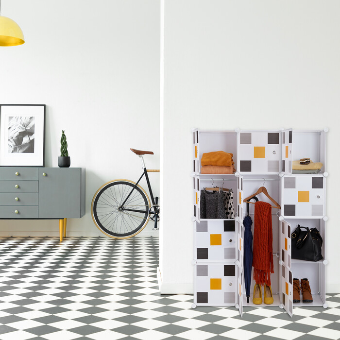 Relaxdays Steckregal Kleiderschrank 8 Fächer weiß