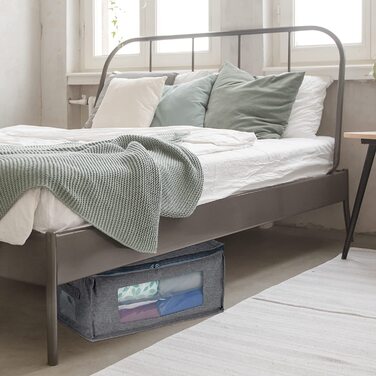 Relaxdays Aufbewahrungstasche, 3er Set, faltbar, mit Reißverschluss, Kleidung, Unterbett, Stoff, HBT: 20x45x30 cm, grau