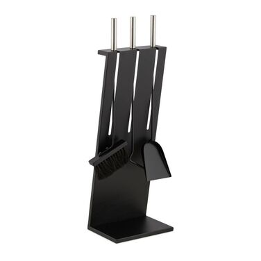 Relaxdays 4-teiliges Kaminbesteck in Schwarz