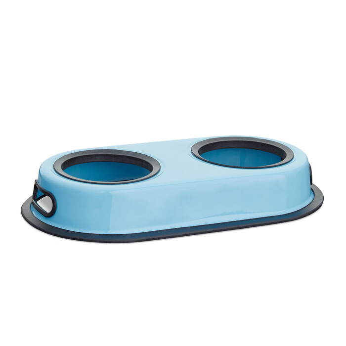 Relaxdays Doppelnapf Futterstation blau