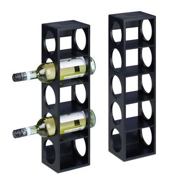 Relaxdays Schwarzes Weinregal im 2er Set