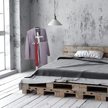 Relaxdays Herrendiener, mit Ablage, Kleiderbutler für Jackett & Hose, HBT: 112x46x32 cm, Stummer Diener, weiß/silber
